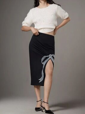 Maeve Bow Midi Pencil Skirt